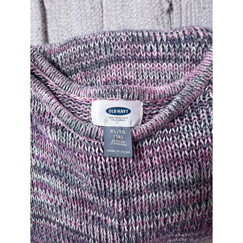Old Navy Kids Girls XL 14‎ Multicolored Striped Knit Sweater 100% Cotton